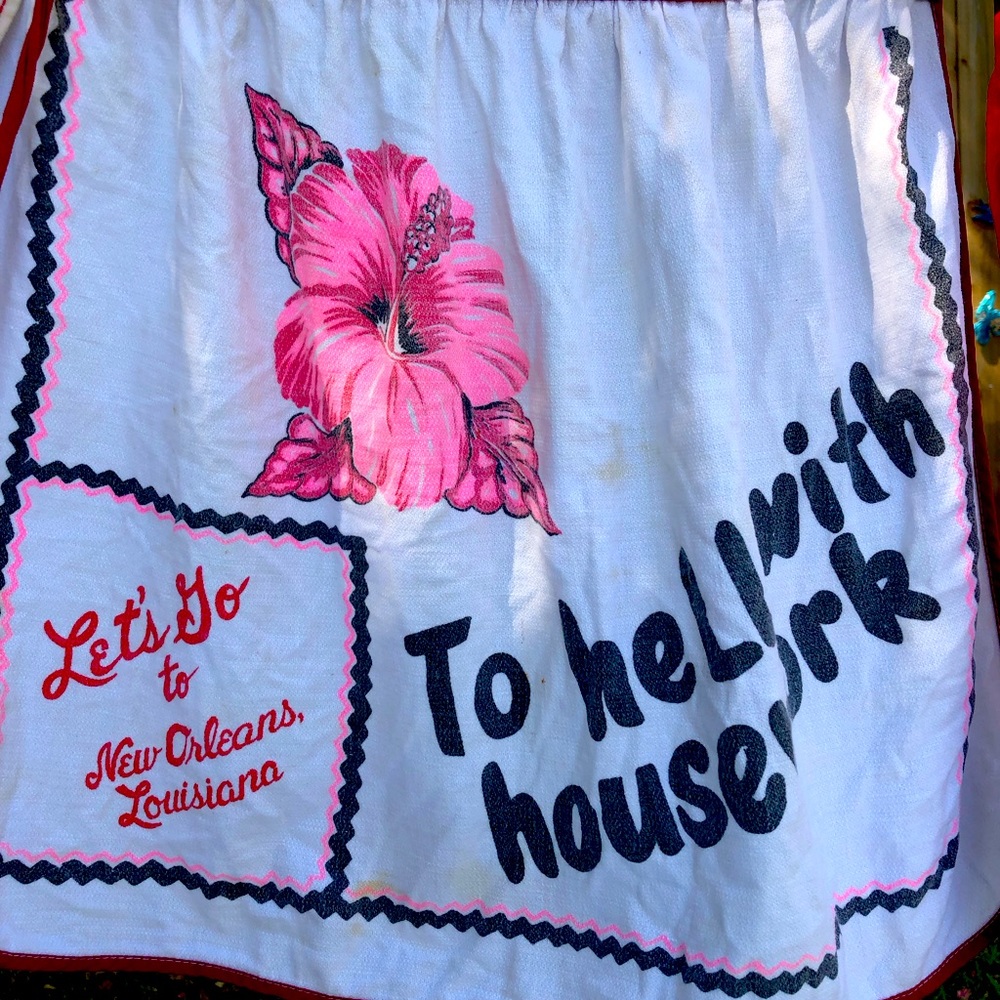 Let’s to New Orleans, Louisiana Mid Century Modern Apron, Hibiscus Flower
